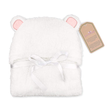 Baby Swaddle Blanket, Cute Bear Organic Cotton Receiving Swaddling Wrap, Newborn Baby Girl Soft Plush Sherpa Registry Gift, Pink, 0-3 Months
