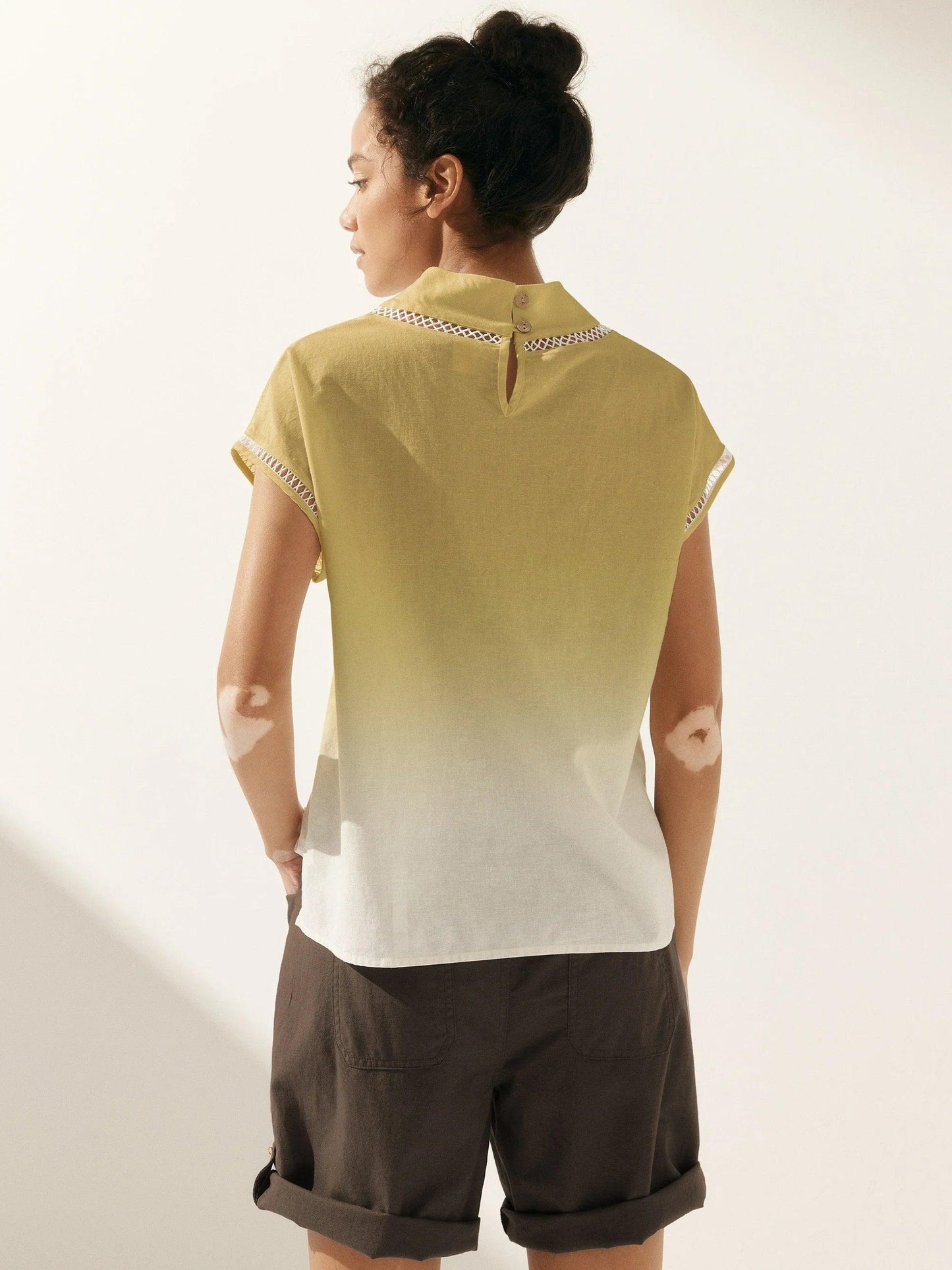 Linen Cutout Turtleneck Top QUINN
