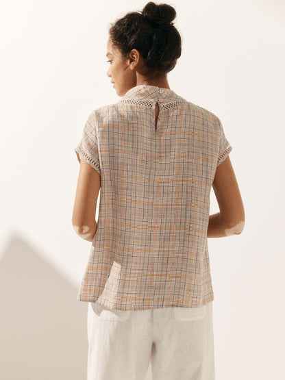Linen Cutout Turtleneck Top QUINN