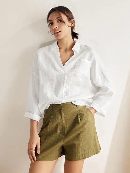 Linen Oversized Fit Pocket Shirt ELOWEN