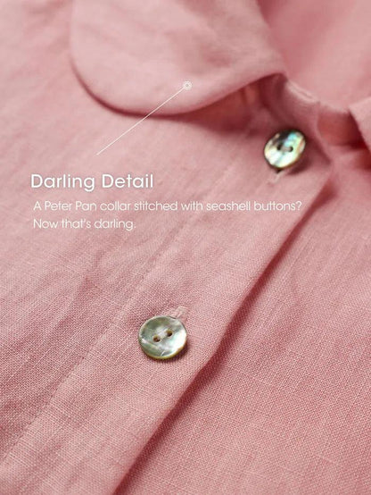 100% Linen Peter Pan Collar 3/4 Sleeve Shirt ASTRID