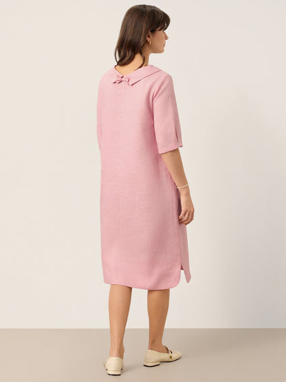100% Linen Sculpted Bateau Tie-Back Midi Dress SABRINA
