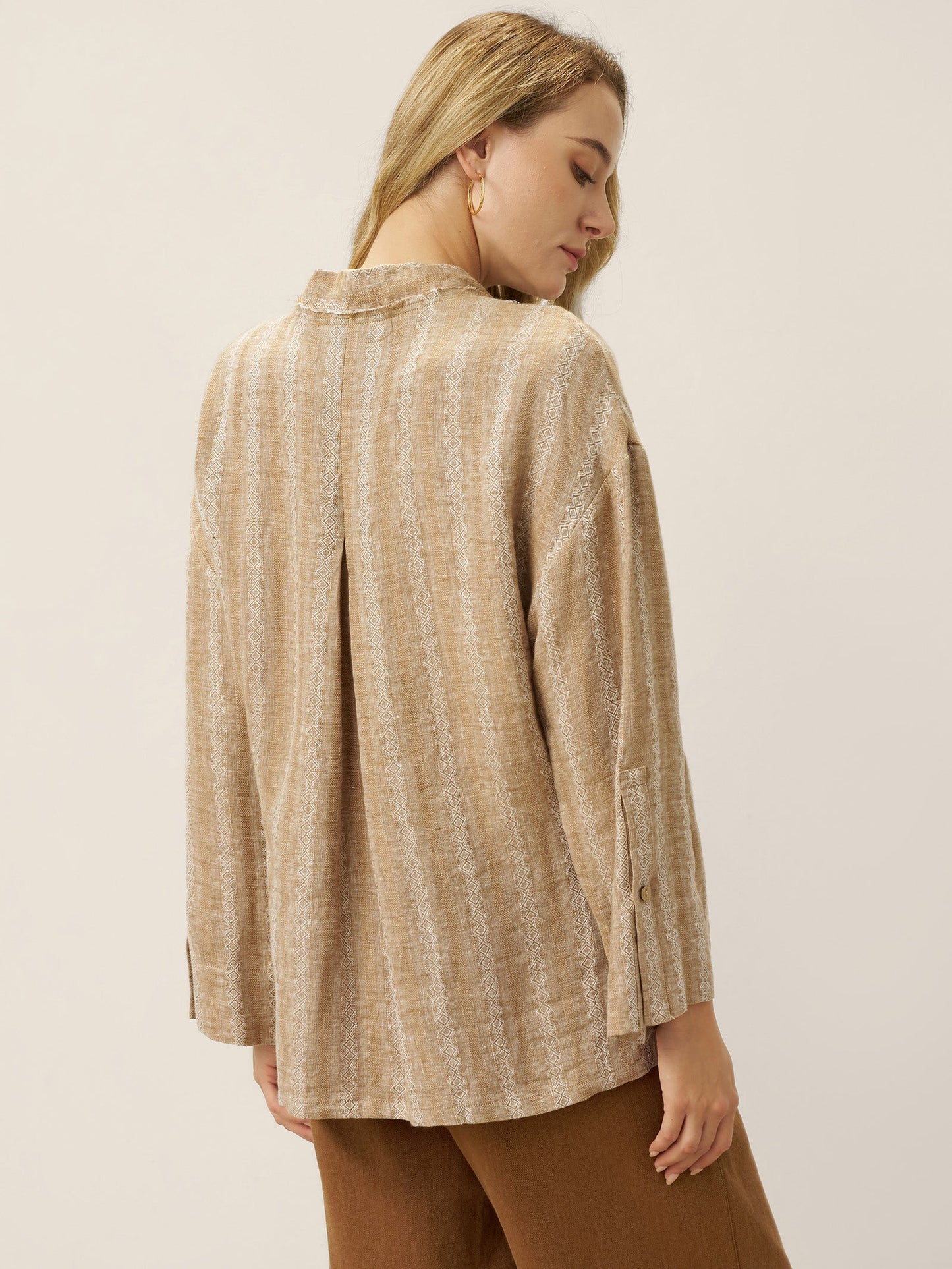 100% Linen Striped Wrap Jacket GENESIS