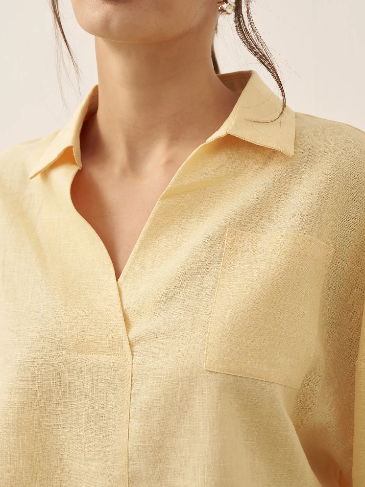 Linen Oversized Fit Pocket Shirt ELOWEN