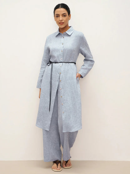 100% Linen Elastic Waist Straight-Leg Trousers JOURDAN