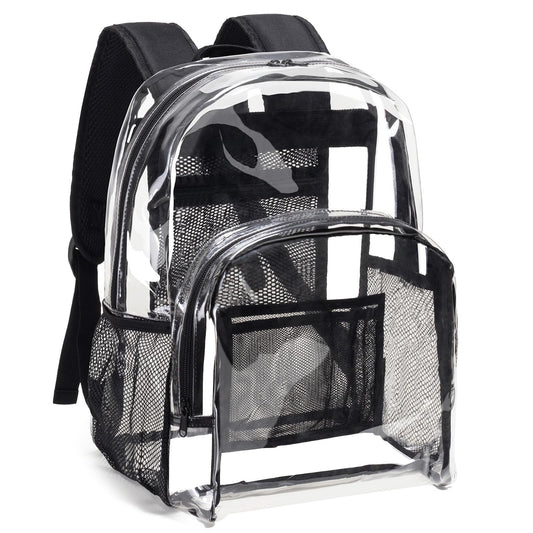 Clear Backpack Heavy Duty PVC Transparent Bookbag See through Shoulder Tote Bag