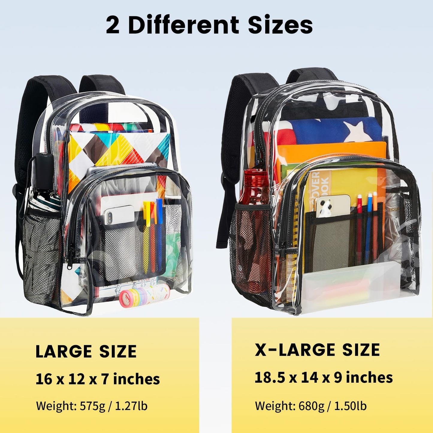 Clear Backpack Heavy Duty PVC Transparent Bookbag See through Shoulder Tote Bag