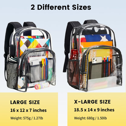 Clear Backpack Heavy Duty PVC Transparent Bookbag See through Shoulder Tote Bag