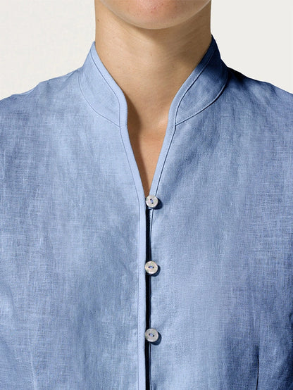 100% Linen Hand Button Fitted Jacket AMELIA