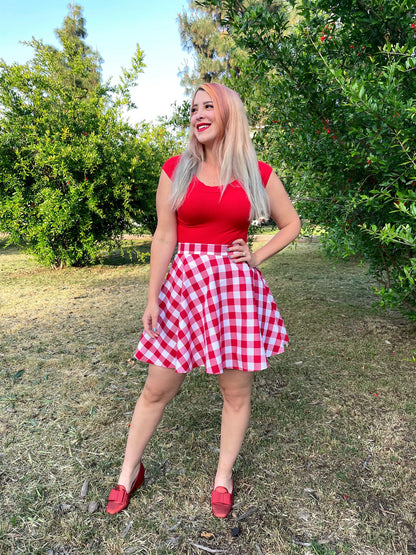Retro Boat Neck Top in Red