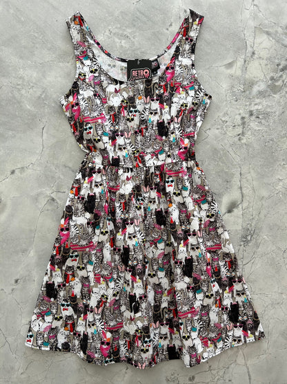 Cool Cats Shorter Length Fit & Flare Dress