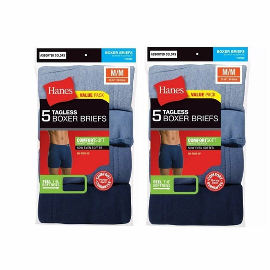 Hanes Men'S Tagless Boxer Briefs 10-PACK Underwear S, M, L XL Colors May Vary