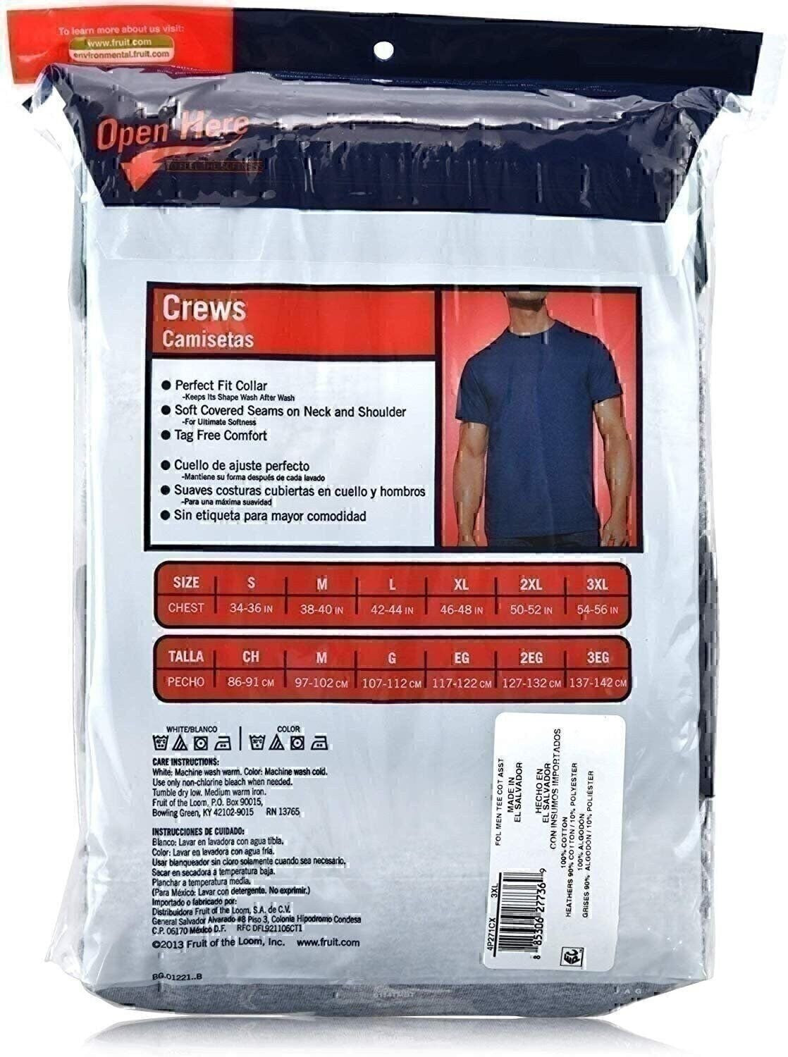Fruit of the Loom Men'S T-Shirts Crew Neck Short Sleeve Multipacks Sizes S-3X