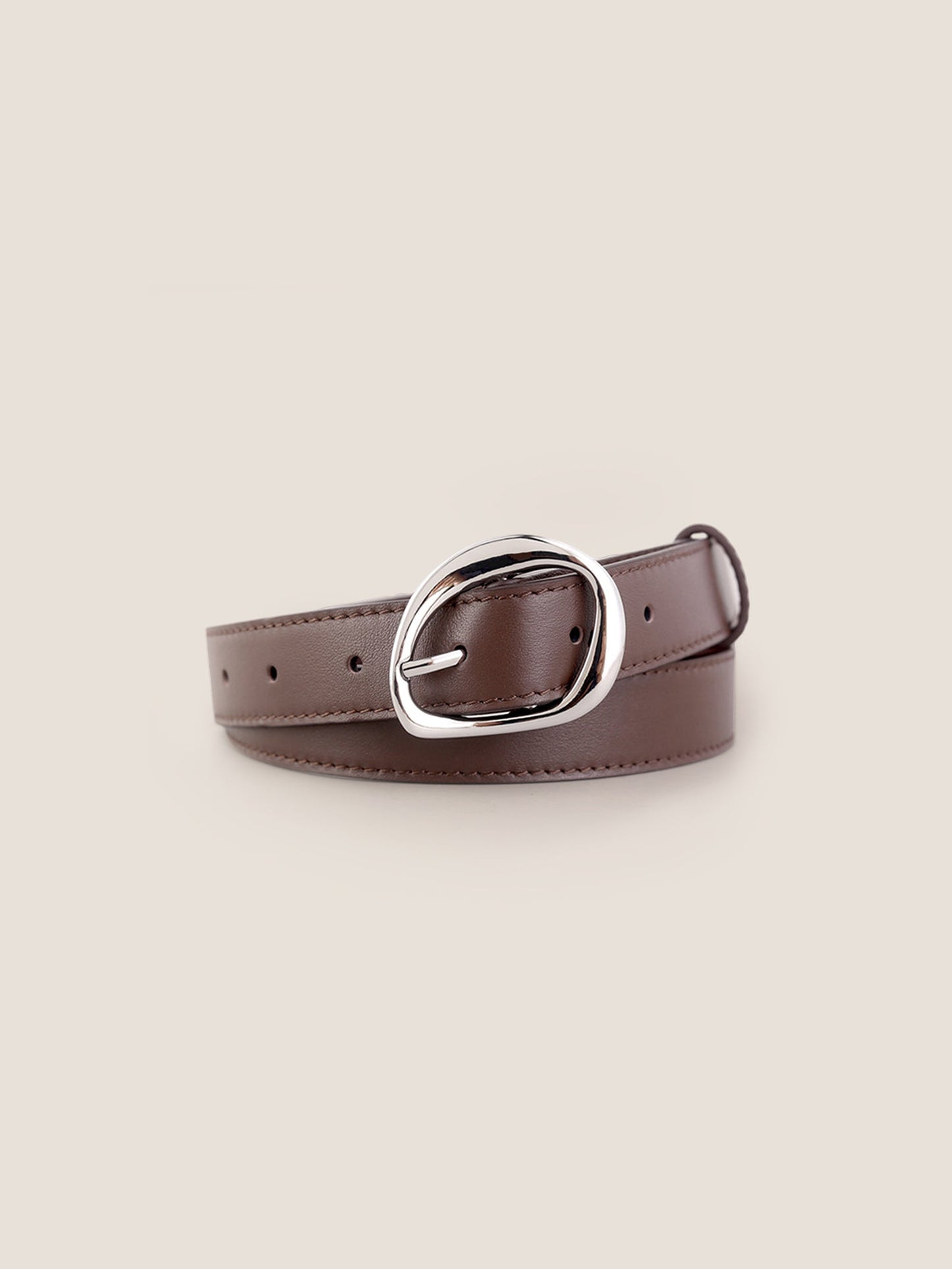 Premium Cowhide Belt With Retro Oval Alloy Buckle
