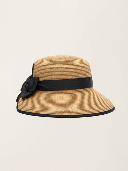 Handwoven Paper Straw Wide-Brim Sun Hat With Bow