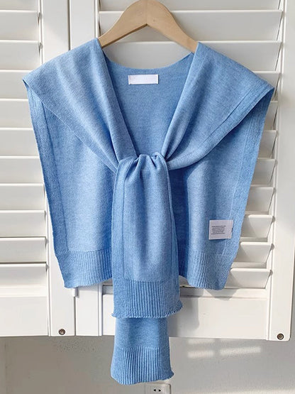 Wool Textured Knit Shawl Scarf