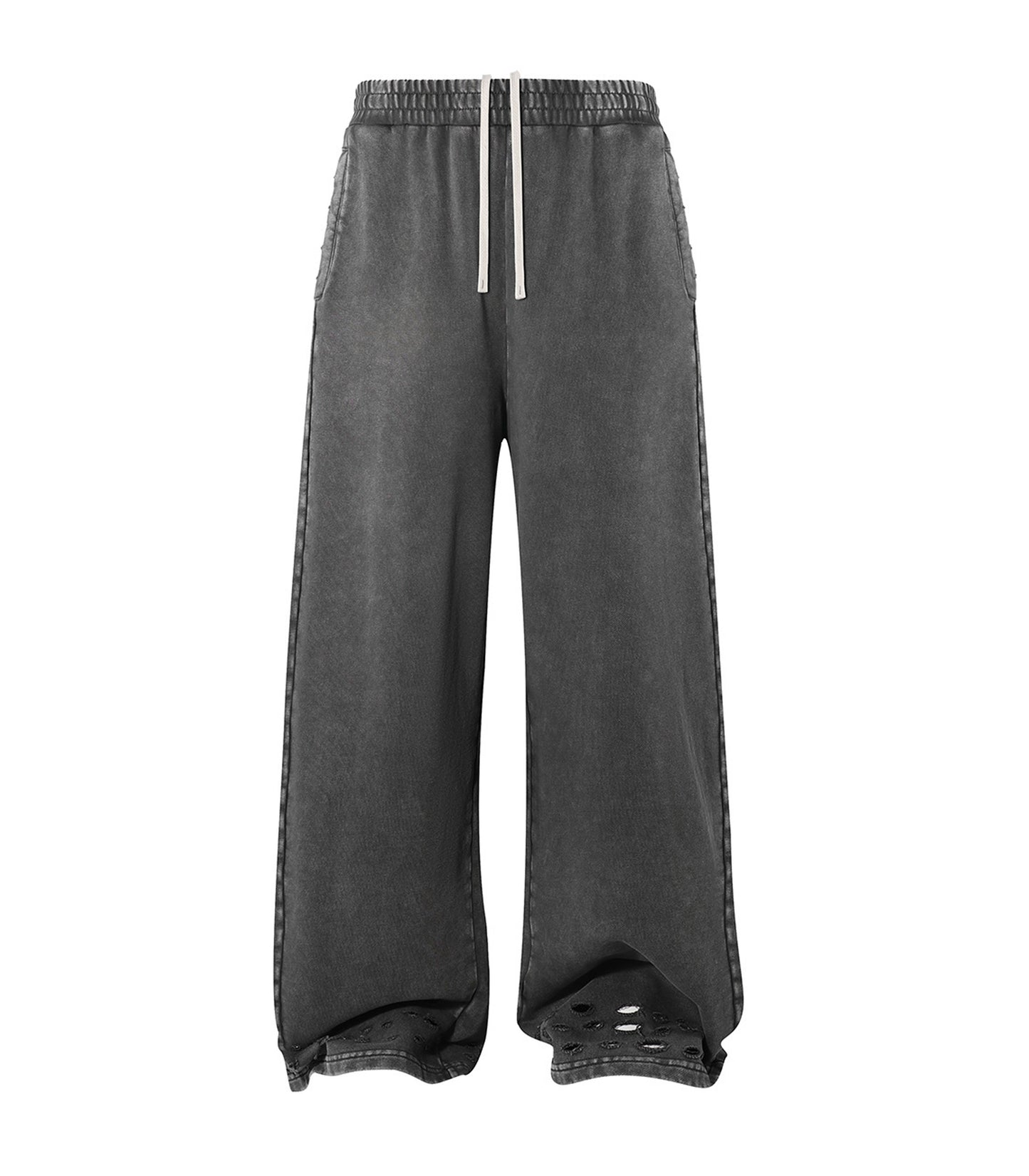 CHARCOAL DISTRESSED SWEATPANTS