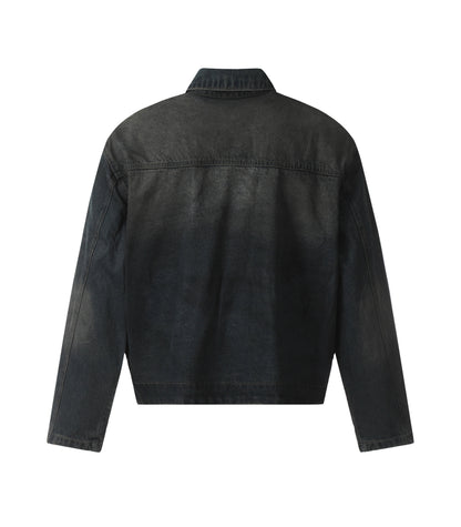NOIR PATCHWORK WAXED DENIM JACKET
