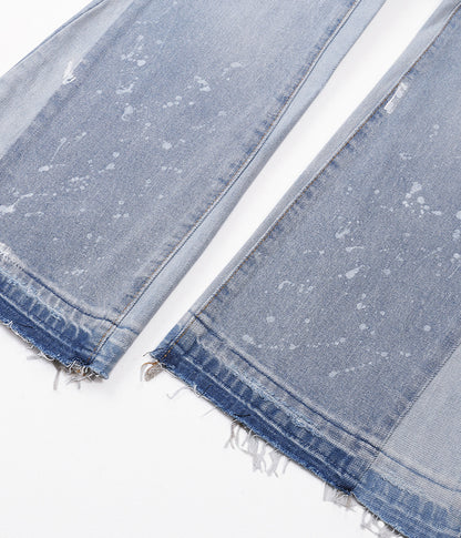SKY DISTRESSED SPLIT FLARE DENIM