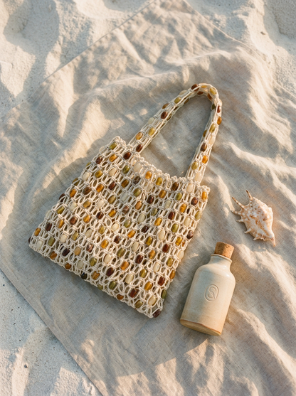 Artisanal Handwoven Gem Bead Crochet Tote Bag