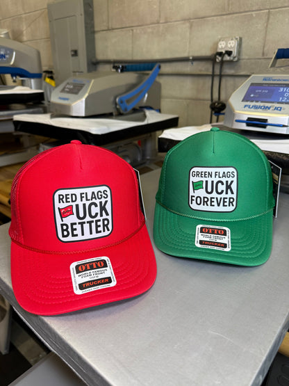 Green Flags Fuck Forever Trucker Hat