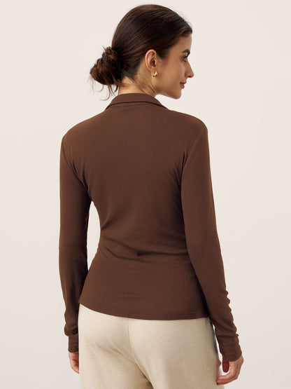 Wool Asymmetric Side Ruched Stretch Top BRIONY