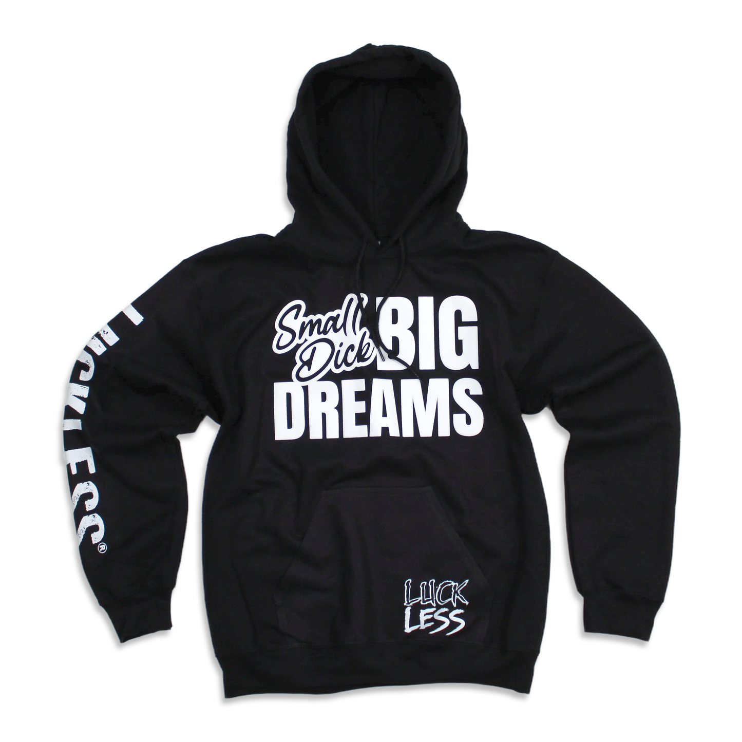 Small Dick Big Dreams | Funny Black and Neon Yellow Adult Hoodie
