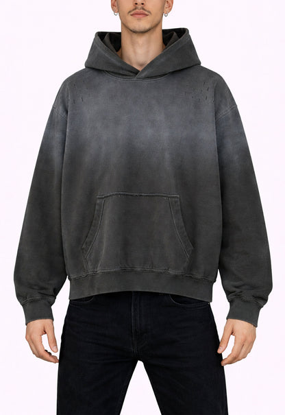GREY DISTRESSED HOODIE