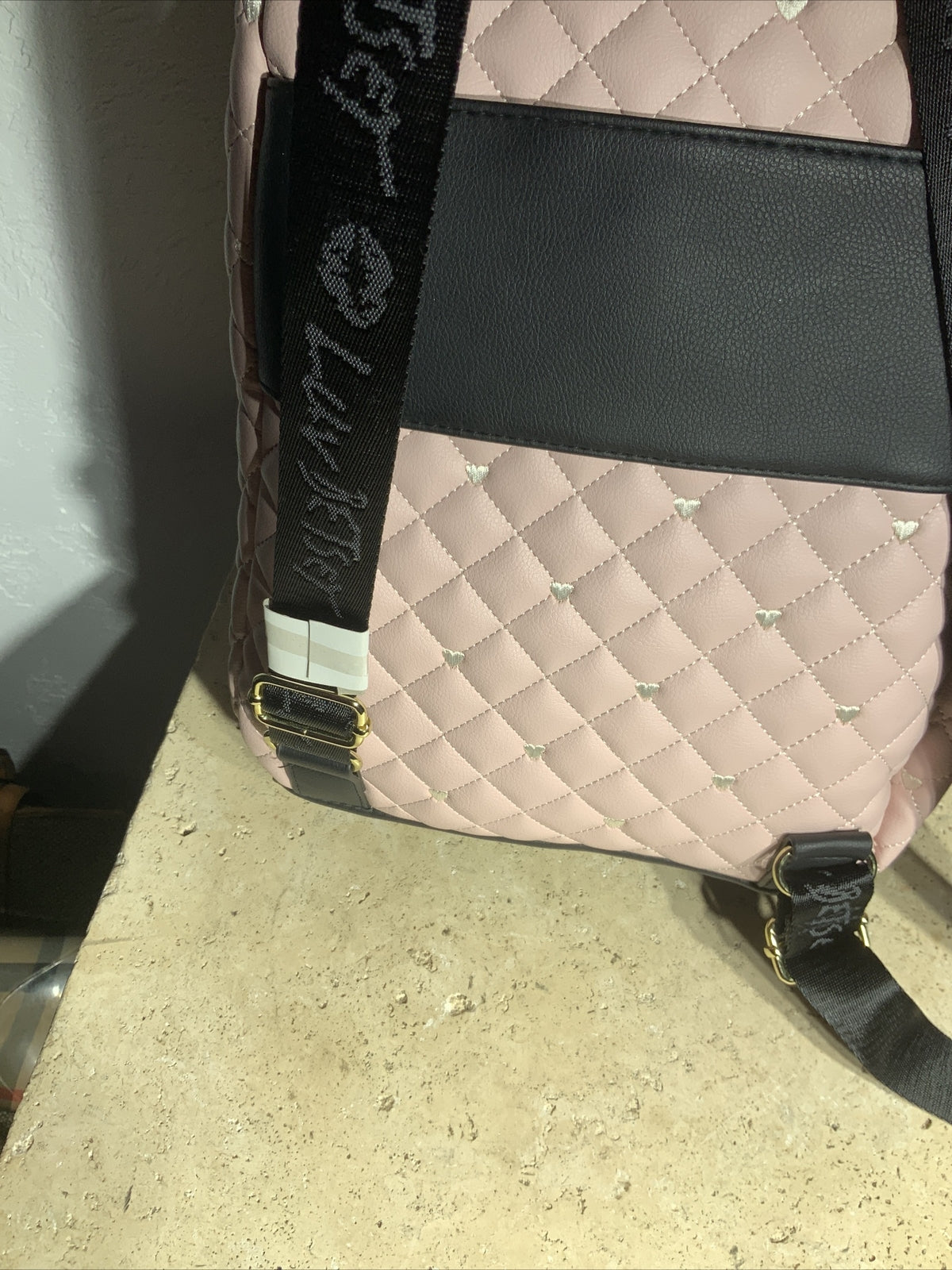 Luv Betsey Johnson LBJAX Quilted Pink/White Combo Backpack Detachable Crossbody