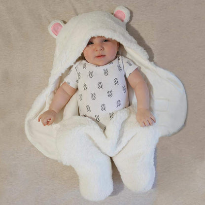 Baby Swaddle Blanket, Cute Bear Organic Cotton Receiving Swaddling Wrap, Newborn Baby Girl Soft Plush Sherpa Registry Gift, Pink, 0-3 Months