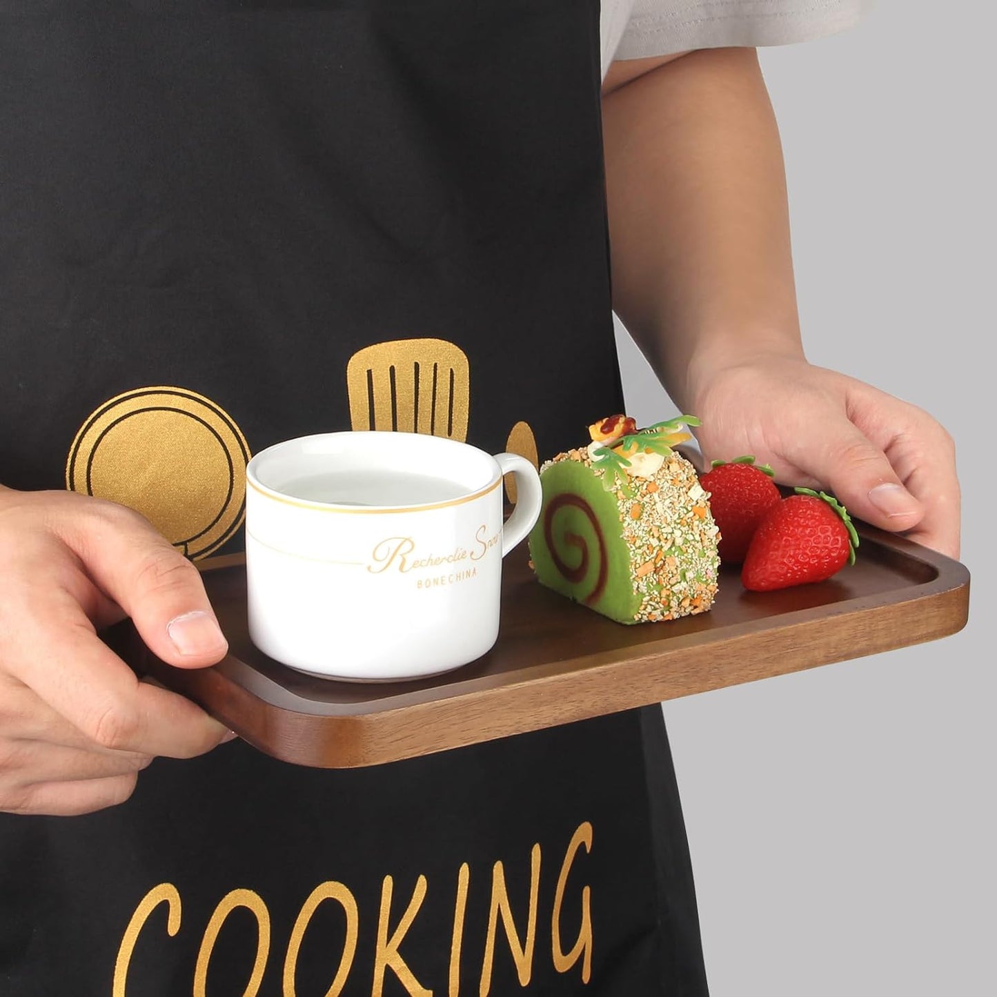 Small Wooden Platters Rectangle Mini Charcuterie Boards Acacia Wood Serving Trays Home Decor Cheese Board Cake Appetizer Plates Kitchen Charcuterie Platter for Food Dish Dessert Snack Tray