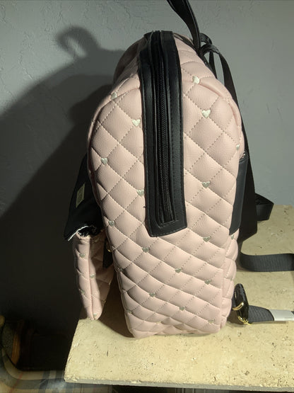 Luv Betsey Johnson LBJAX Quilted Pink/White Combo Backpack Detachable Crossbody